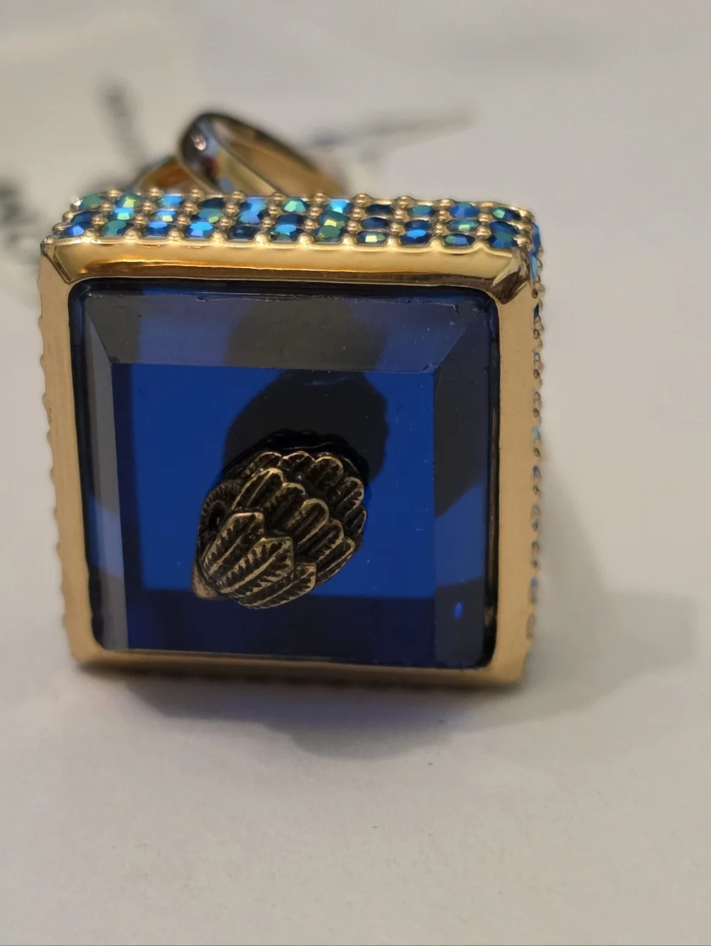 Kurt GEIGER LONDON Square Stone Cocktail Ring BLUE Sz 9. NWT - Picture 4 of 7